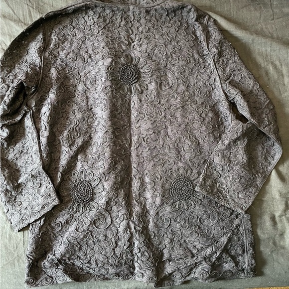 Black Thick Lace Mesh Cardigan - sheer - Picture 8 of 8